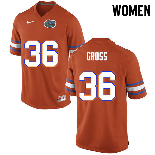 Women #36 Dennis Gross Florida Gators College Football Jerseys Sale-Orange
